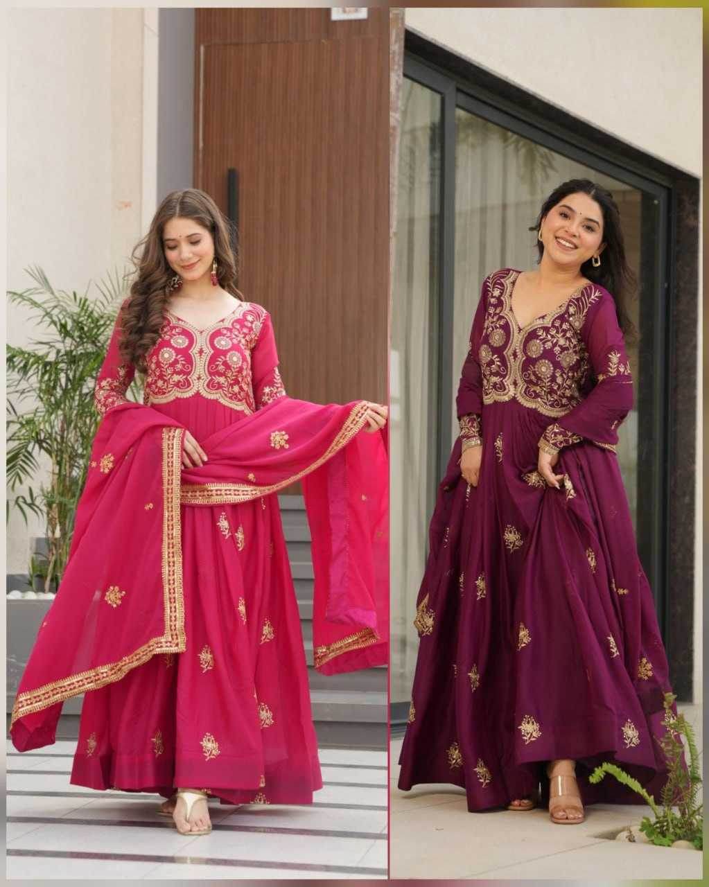 Georgette Designer Gown With Dupatta - MYLUXURY LANE ENTERPRISE